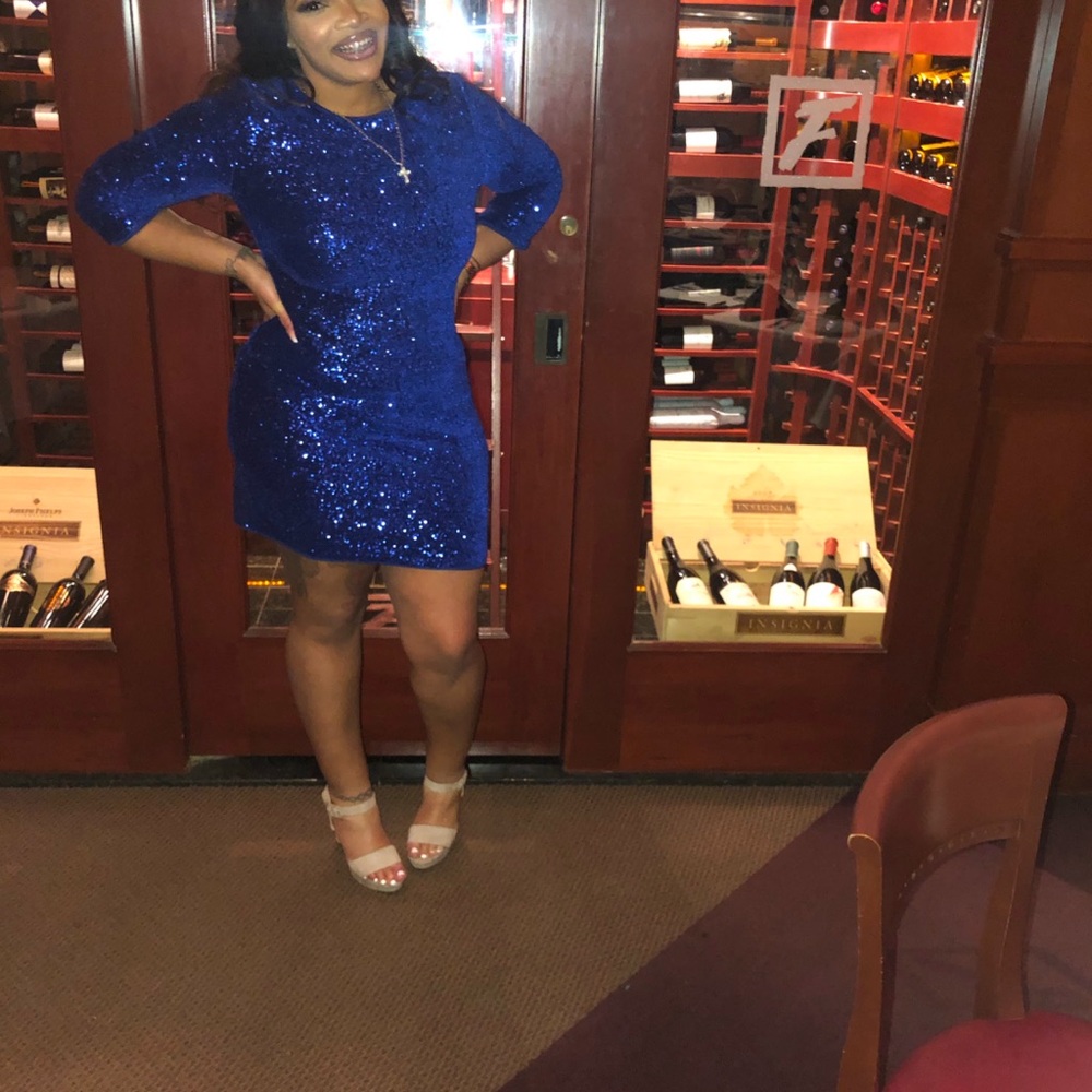 Elegant Blue Sequin Dress